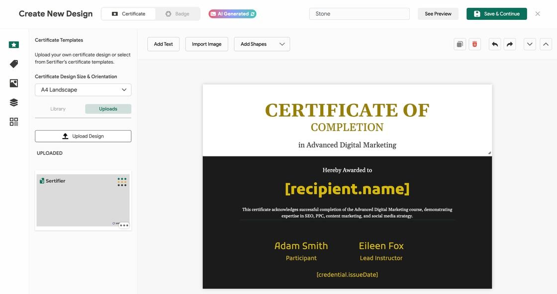 AI-Native Credential Design Creation
