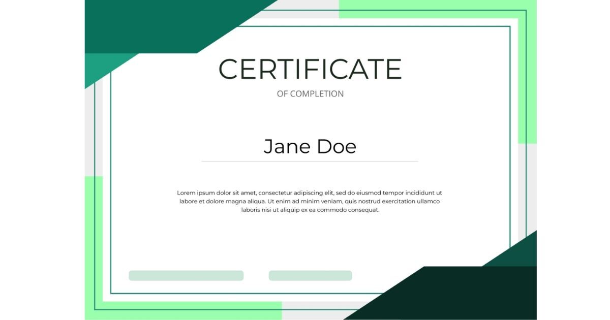 Certificate of Completion Example