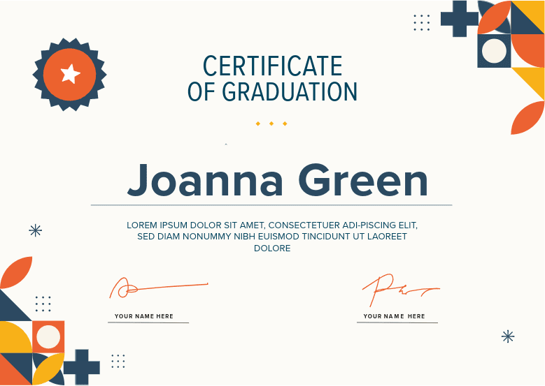 Certificate of Graduation example