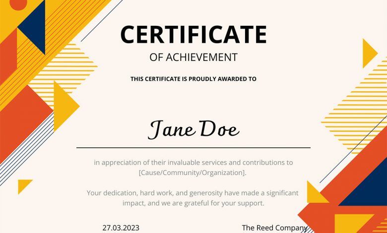 Certificate Text Samples