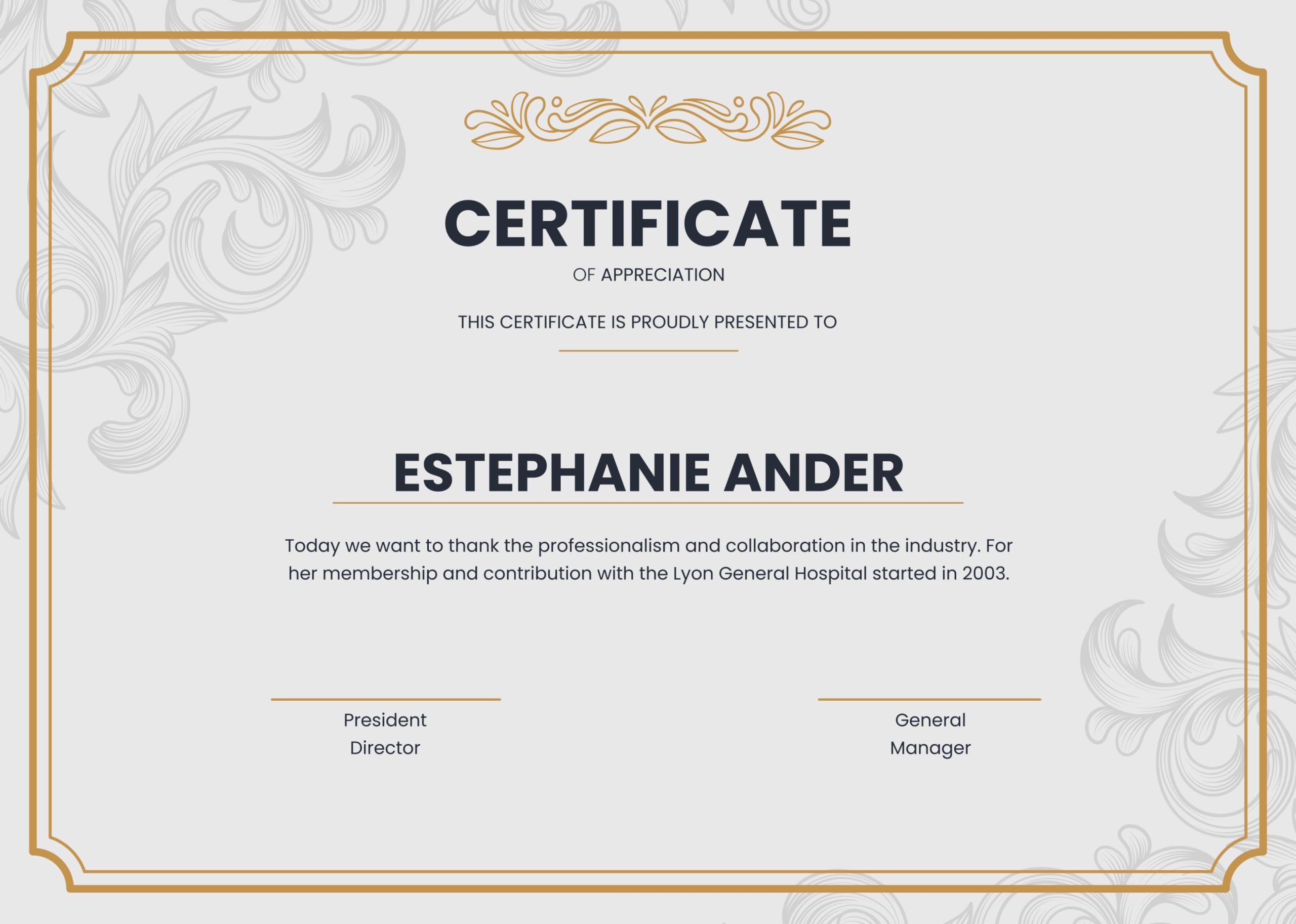 Orange and White Elegant Certificate of Appreciation for Employees