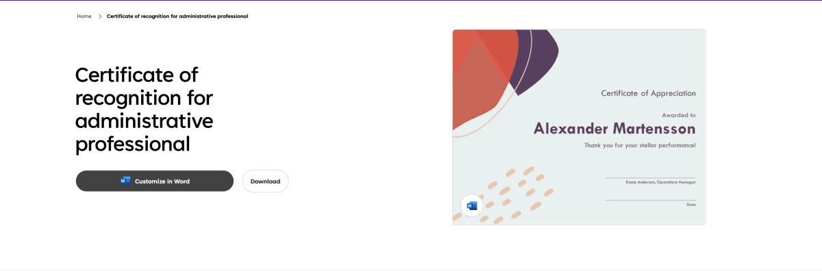 Press customize in word