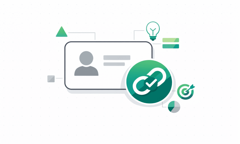 Illustration of a digital credential and badge with verification symbol