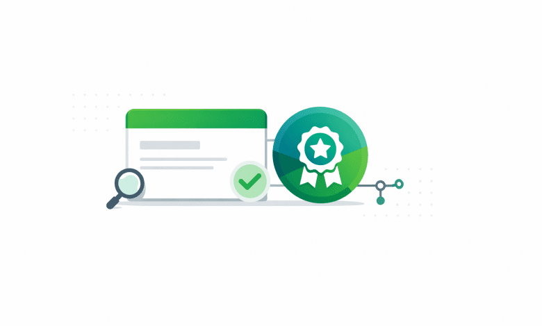 Credly Alternatives: A Vendor Evaluation Matrix for Digital Badging and Credential Verification 1 Digital badge and certificate icons with verification checkmark on white