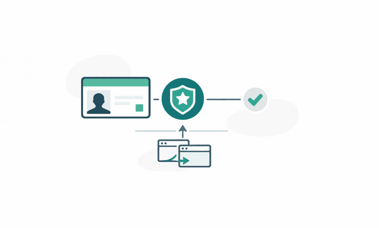 Digital credential card and badge with verification check and sharing paths