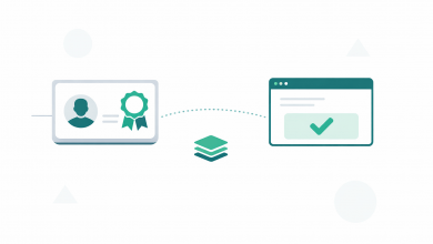 Digital training certificate connected to a verification panel and checkmark