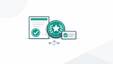 Credentials Explained: Types, Use Cases, and a Verification-Ready Structure 10 Digital certificate and skill badge icons with verification checkmark illustration