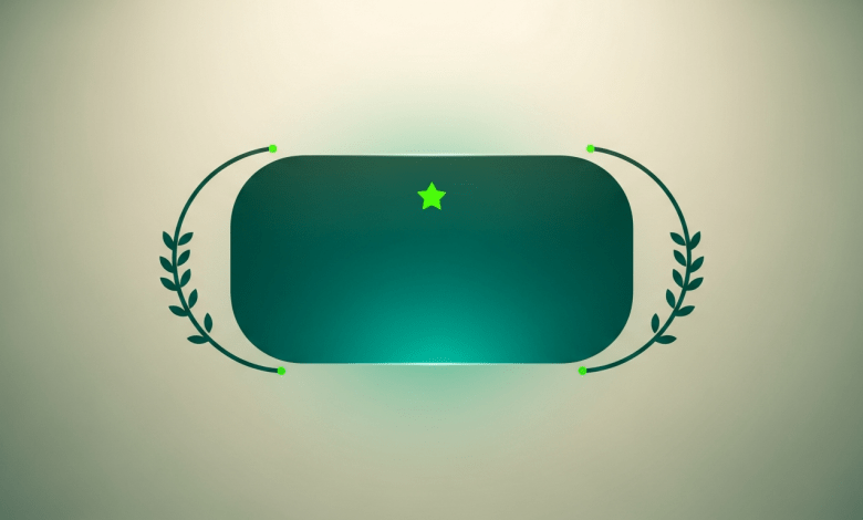 An award certificate with a star and laurel symbols