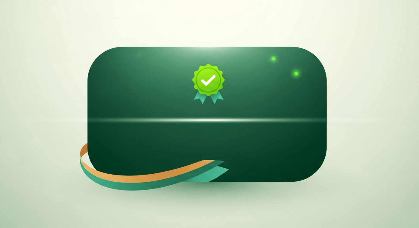 A digital certificate of completion with a verification checkmark
