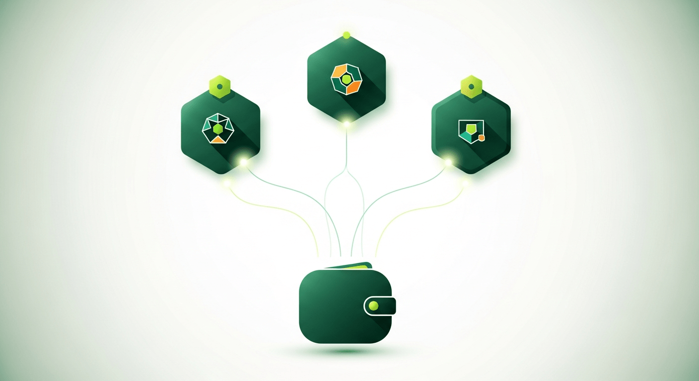 Multiple digital badges connected to a single wallet