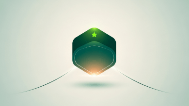 A glowing emerald hexagonal digital badge