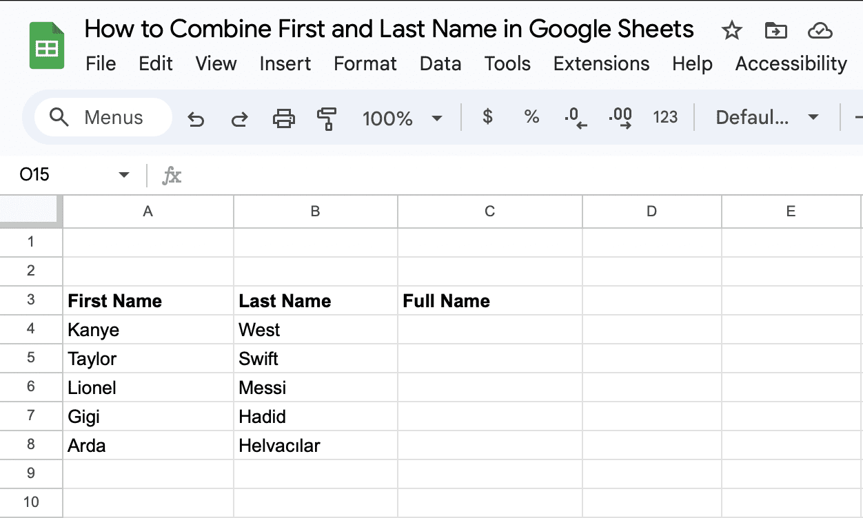 How to Combine First and Last Names in Google Sheets? (2024 Update) 2 1