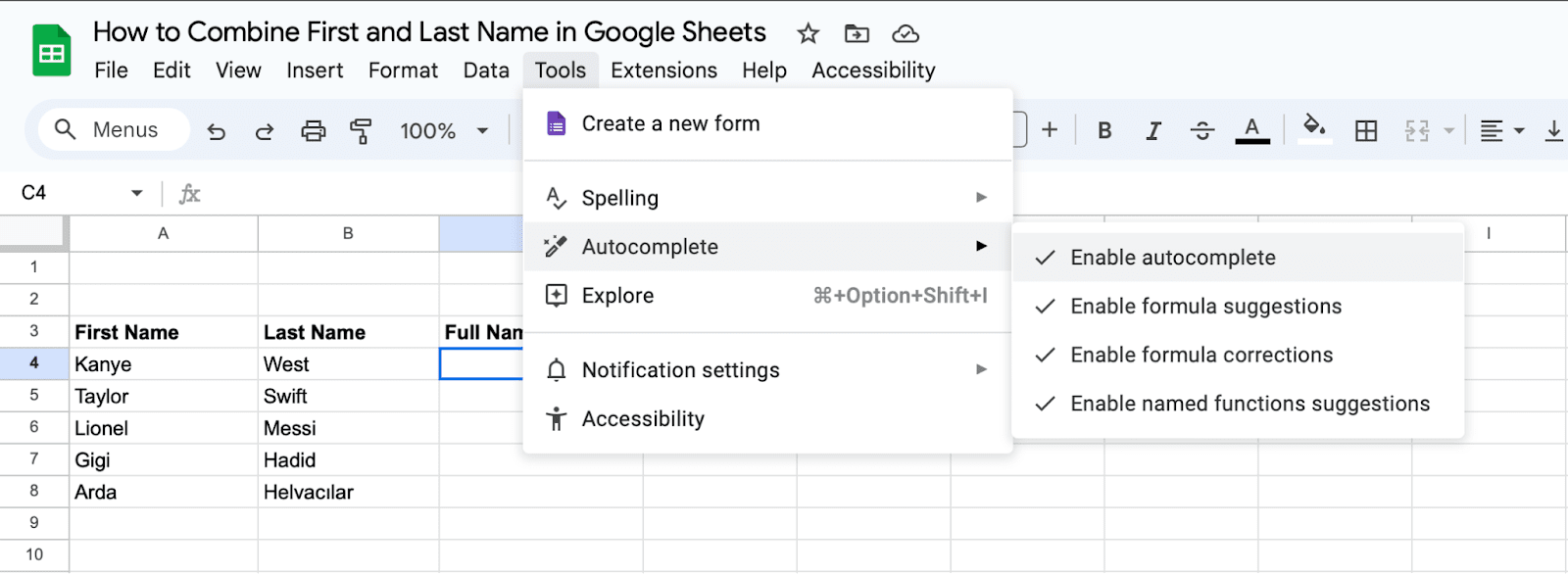 How to Combine First and Last Names in Google Sheets? (2024 Update) 16 15 1