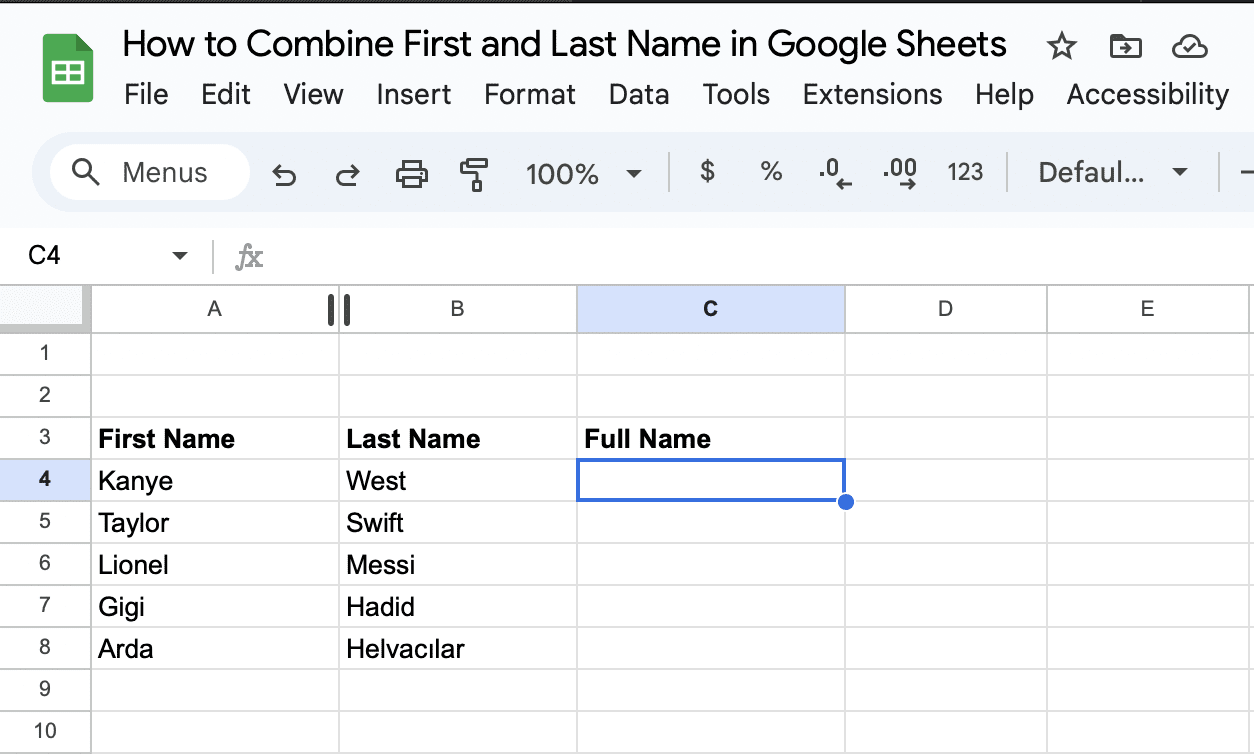 How to Combine First and Last Names in Google Sheets? (2024 Update) 3 2