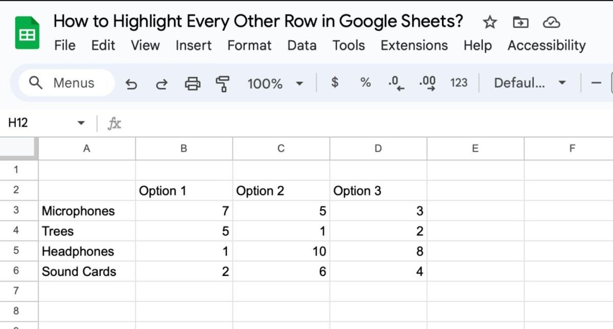 How to Highlight Every Other Row in Google Sheets? 2 1 1