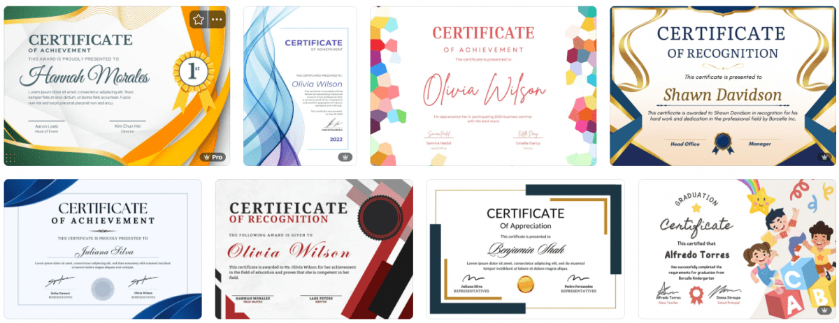 Custom-branded certificate template for Canva