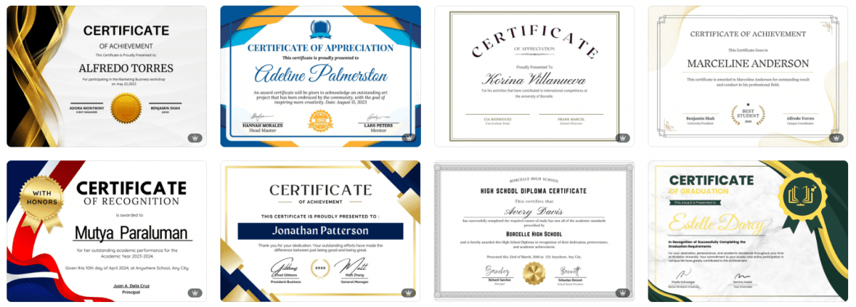 Academic achievement certificate template for Canva