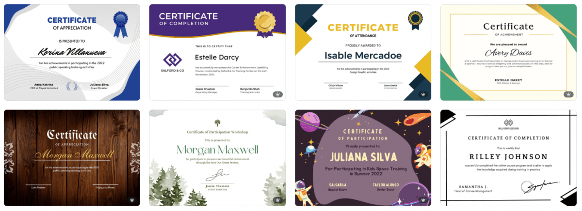 Training and workshop certificate template for Canva