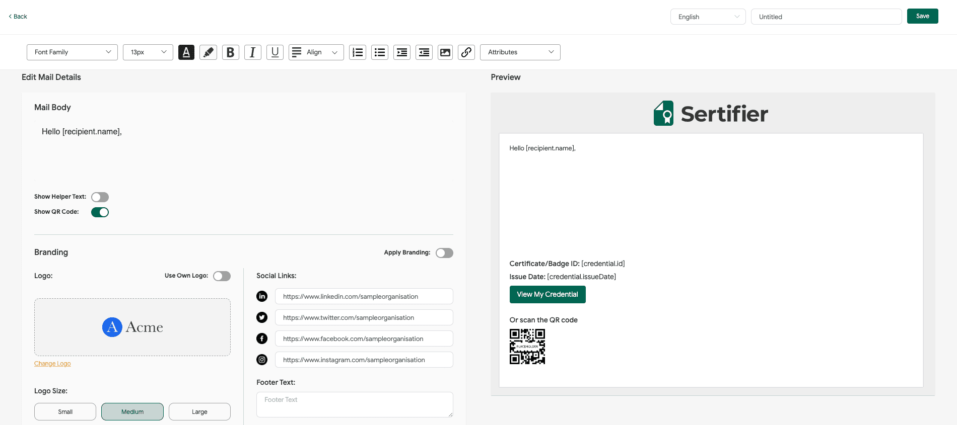Sertifier + Zoom Integration 6 email template page