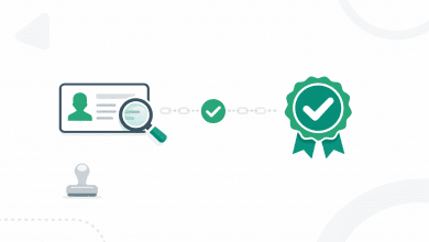 Illustration of a digital badge and credential card being verified