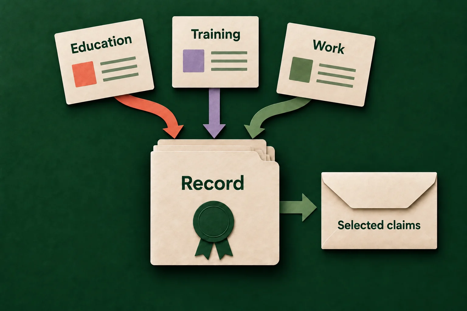Learning and Employment Records: an issuer implementation and data handoff guide 2 Combine approved learning and work claims into a record, then share only the claims needed.