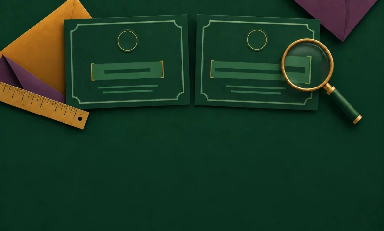 Two certificate layouts inspected for text fit