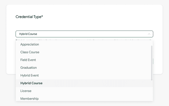 Sertifier x Zapier Integration 3 credential type section of creating a detail inside Sertifier app