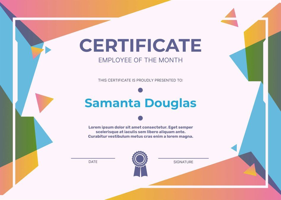 Employee of the month certificate: 13 free templates 12 Colorful Abstract Shapes Employee of the Month Certificate