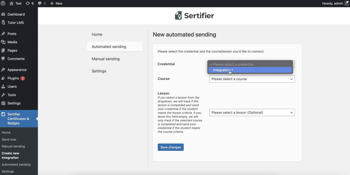 Sertifier + Tutor LMS Integration 5 Tutor Lms 1