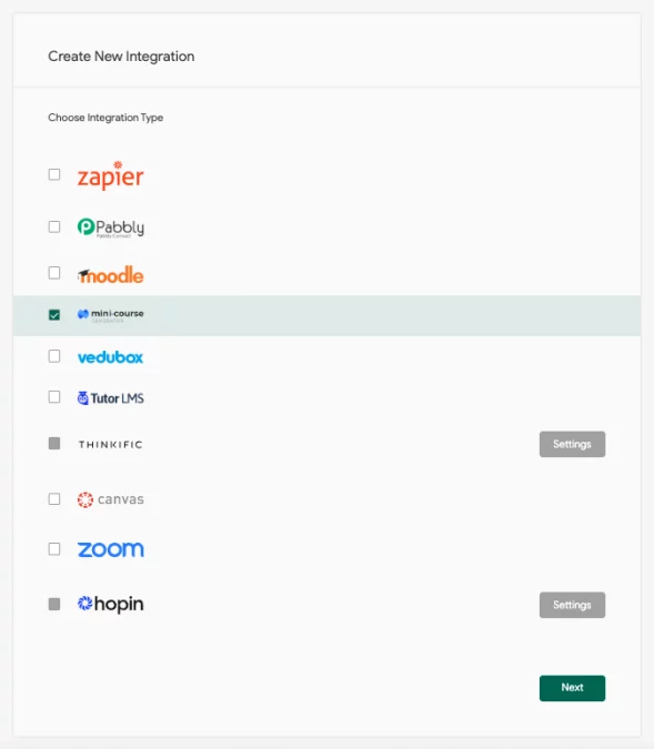 Sertifier + Mini-Course Generator Integration 5 Create Mini Course Generator Integration