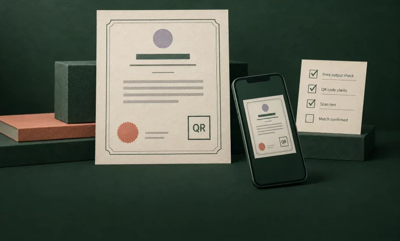 Test an issued certificate on its final printed output
