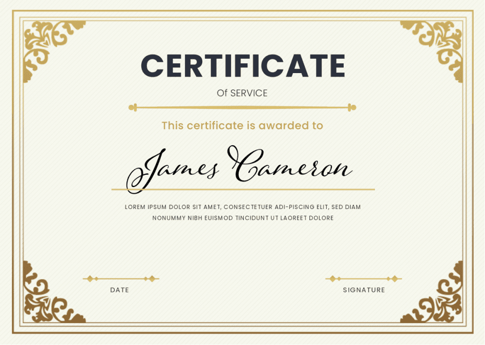 Certificate text samples: 50 wording examples for every type 9 Certificate of Service example