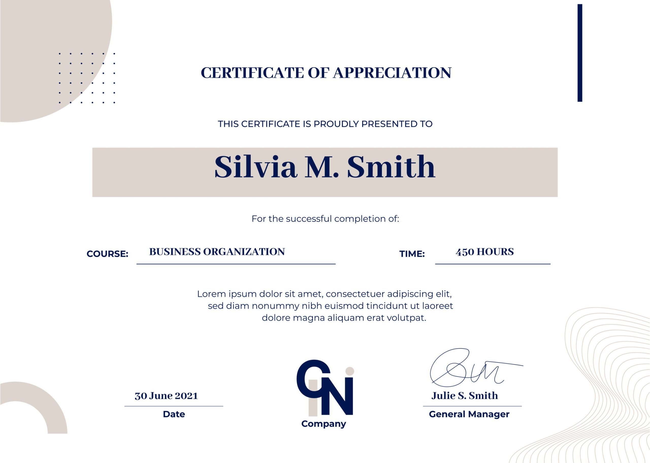 23 certificate of appreciation examples, templates and wording 11 Grey and Light Pink Minimal Business Organization Certificate of Appreciation Examples