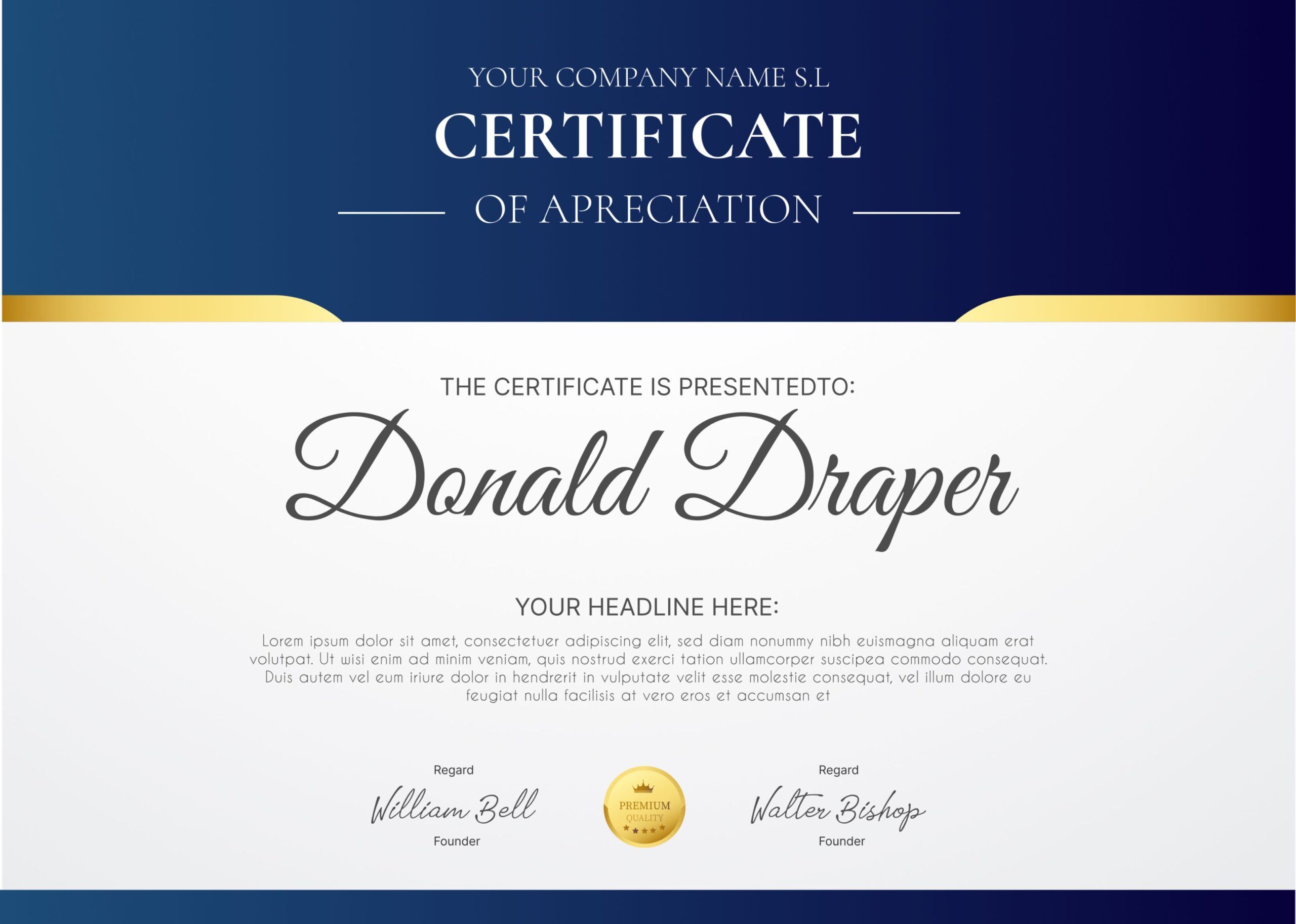23 certificate of appreciation examples, templates and wording 7 Blue and Gold Classic Corporate Certificate of Appreciation Examples
