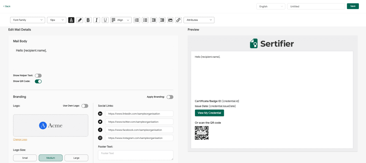 Sertifier + Canvas Integration 4 Serifier Credential Preview