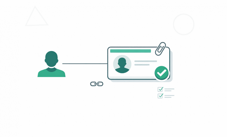Verifiable digital badge connected to creator profile with evidence icons