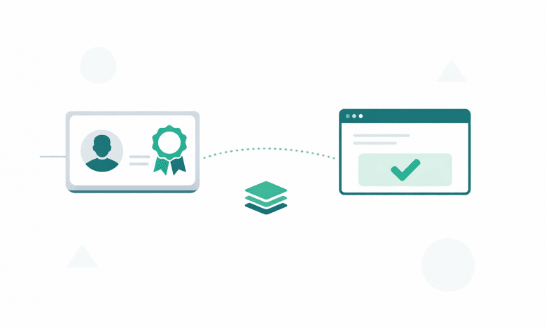 Certificate of Training: Standards, Wording, and a Governance Playbook for Credible Issuance 1 Digital training certificate connected to a verification panel and checkmark