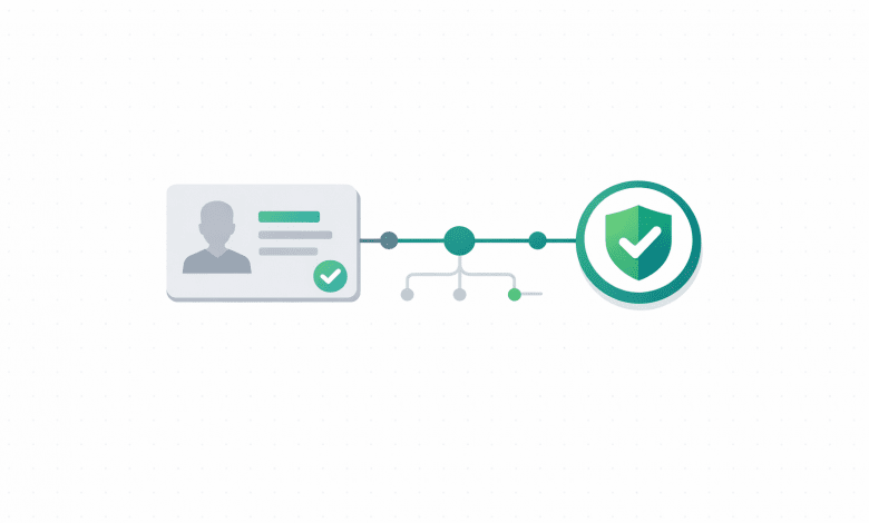 Blockchain Credentials: When It Helps, When It Doesn’t, and a Decision Matrix 1 Credential card and skill badge connected by a blockchain-style network line