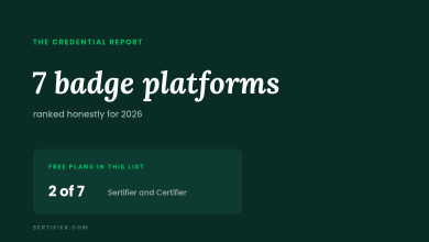 Seven digital badge platforms ranked honestly for 2026, two with free plans